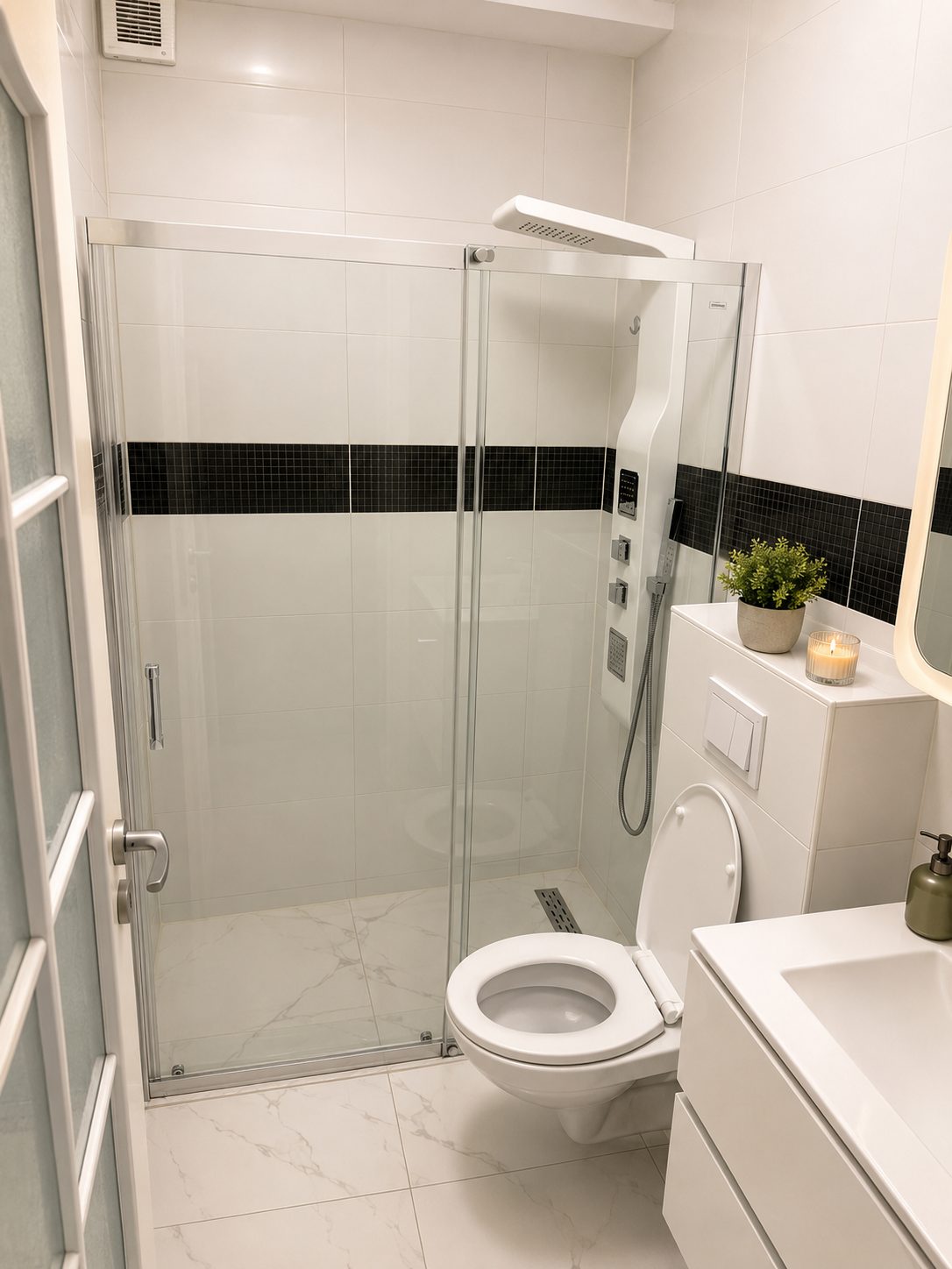 Baie modernă cu cabină de duș, AFY Boutique Apartments