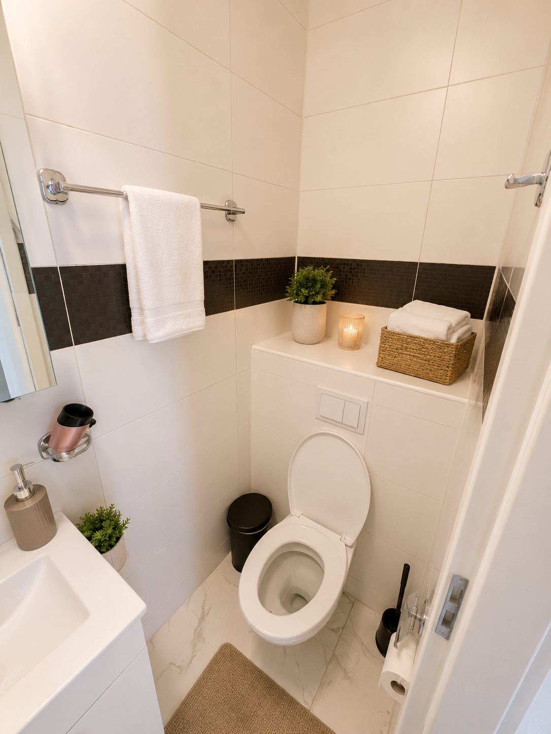 Baie cu accente în nuanțe închise, AFY Boutique Apartments